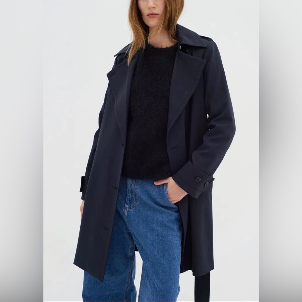 InWear Tinah Short Trench Coat Navy Blue Size US 8
